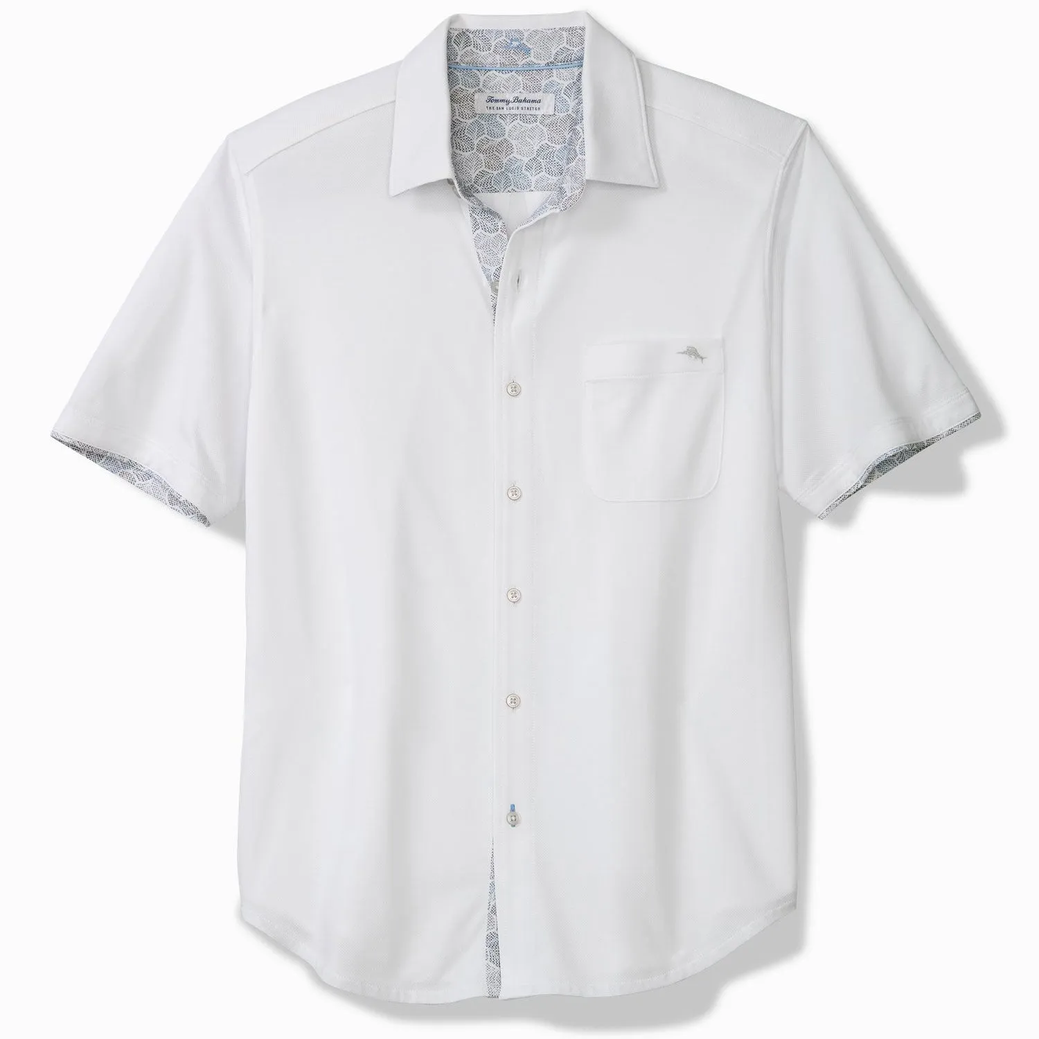 Tommy Bahama Men's San Lucio Tri Leaf Geo Happy Camp Shirt - White Mens Tommy Bahama