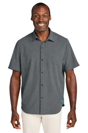 Tommy Bahama Mens Sandy Point Moisture Wicking Short Sleeve Button Down Shirt w/ Pocket - Coal Grey