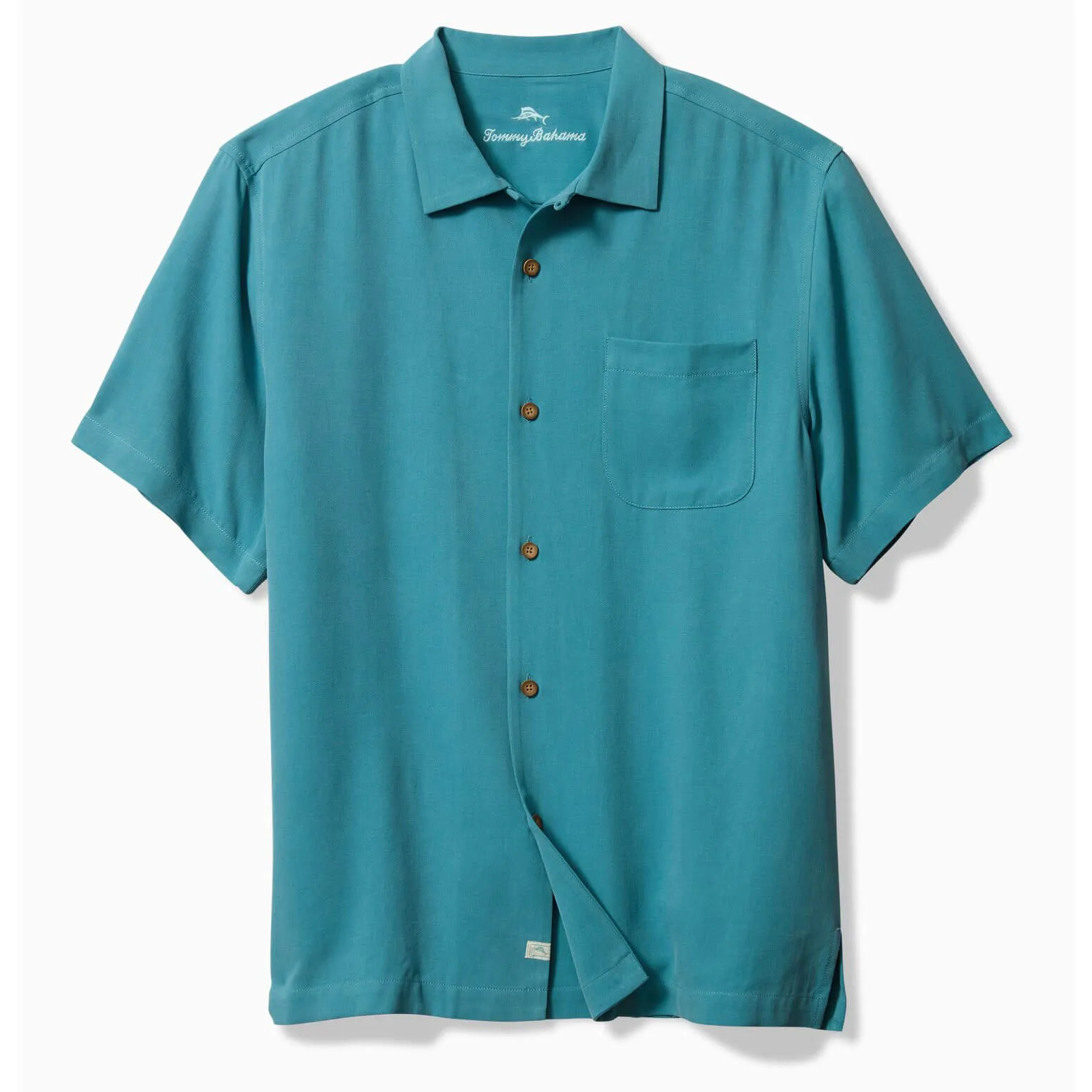 Tommy Bahama Men's Tommy Grand Prix Embroidered Silk Camp Shirt - Dark Canal Blue Mens Tommy Bahama