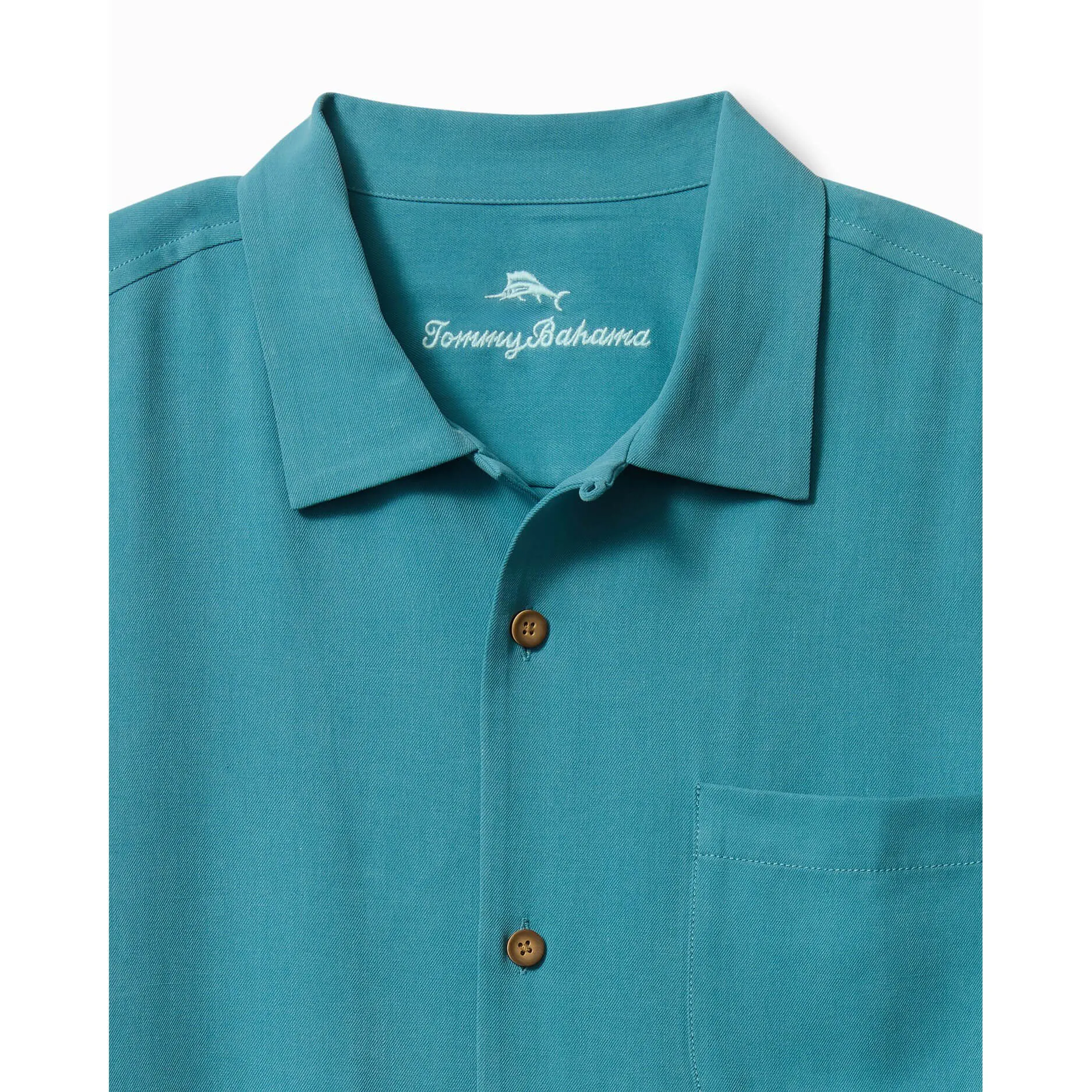 Tommy Bahama Men's Tommy Grand Prix Embroidered Silk Camp Shirt - Dark Canal Blue Mens Tommy Bahama