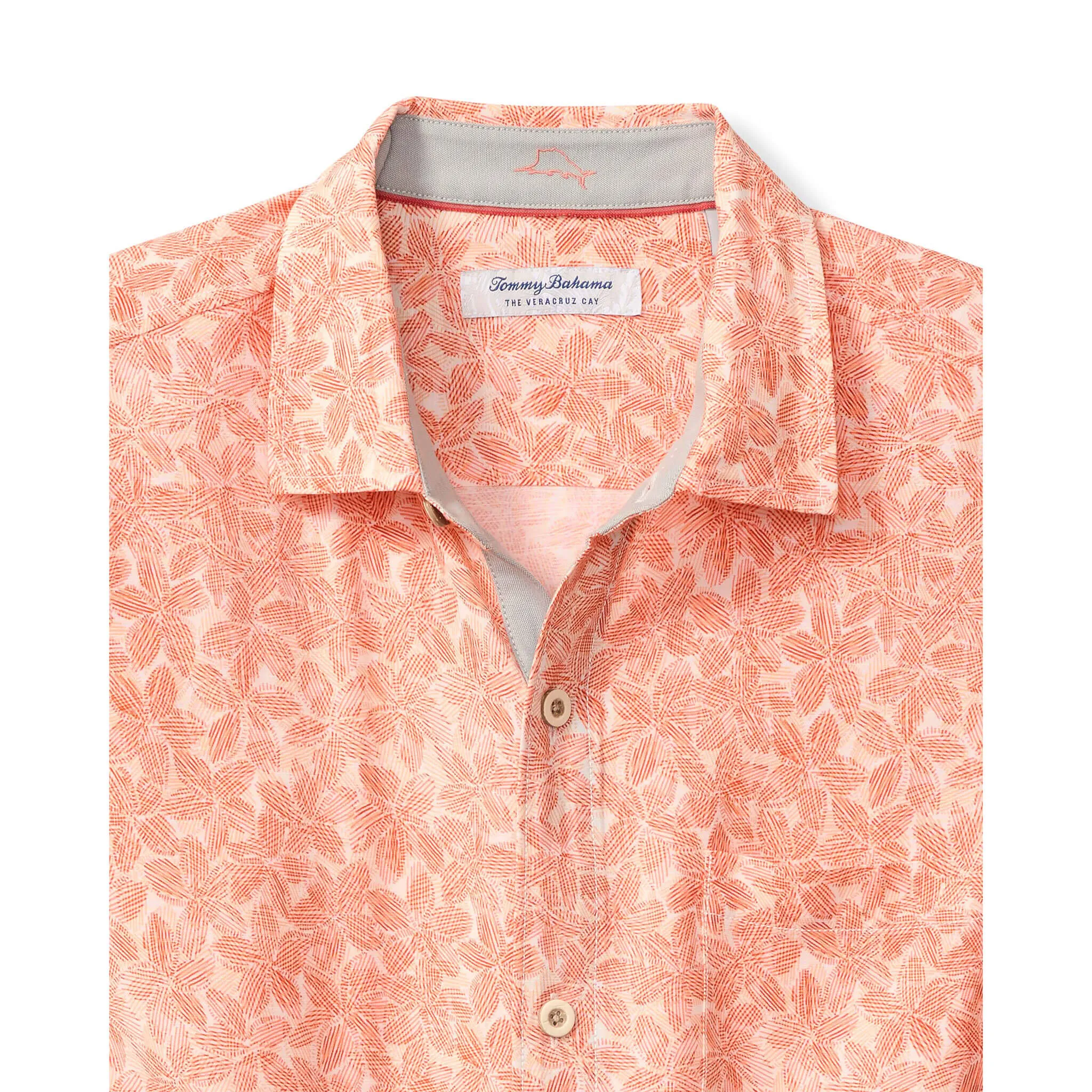 Tommy Bahama Men's Veracruz Cay Sand Dollar Camp Shirt - Dark Coral Mens Tommy Bahama