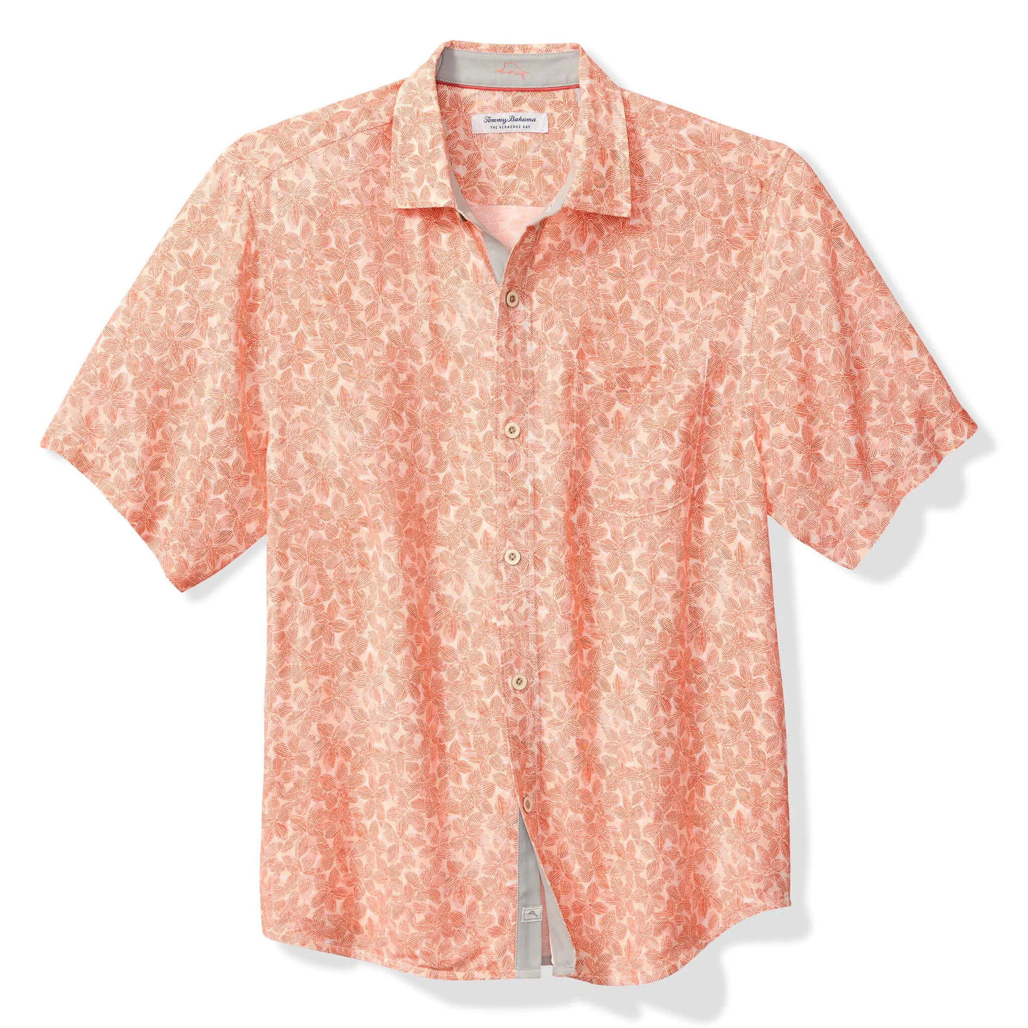 Tommy Bahama Men's Veracruz Cay Sand Dollar Camp Shirt - Dark Coral Mens Tommy Bahama