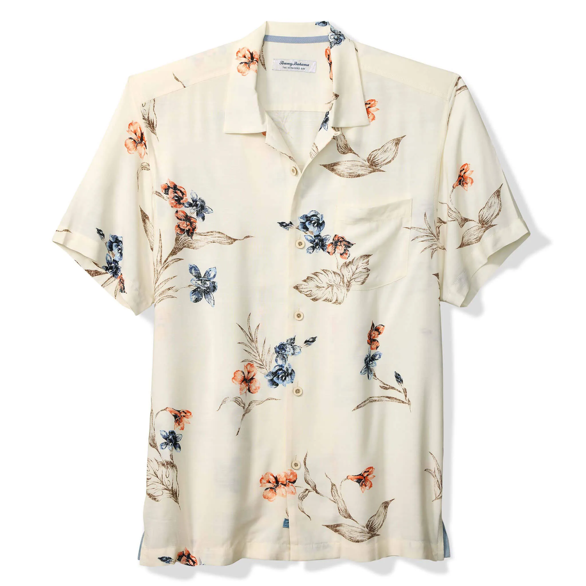 Tommy Bahama Men's Veracruz Cay Vintage Flora Camp Shirt - Vanilla Ice Mens Tommy Bahama