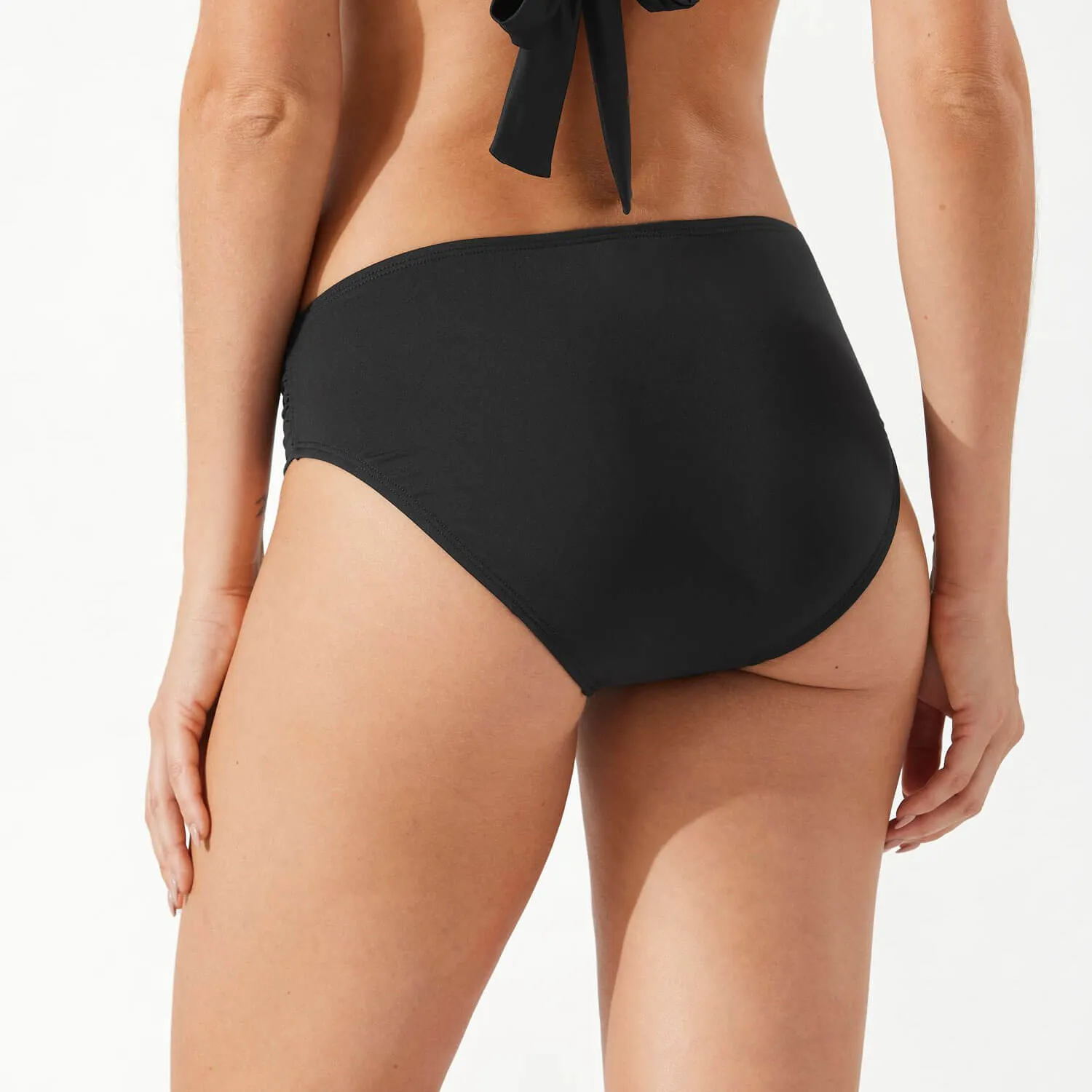 Tommy Bahama Pearl High Waist Side Shirred Bikini Bottom - Black Tommy Bahama Clothing