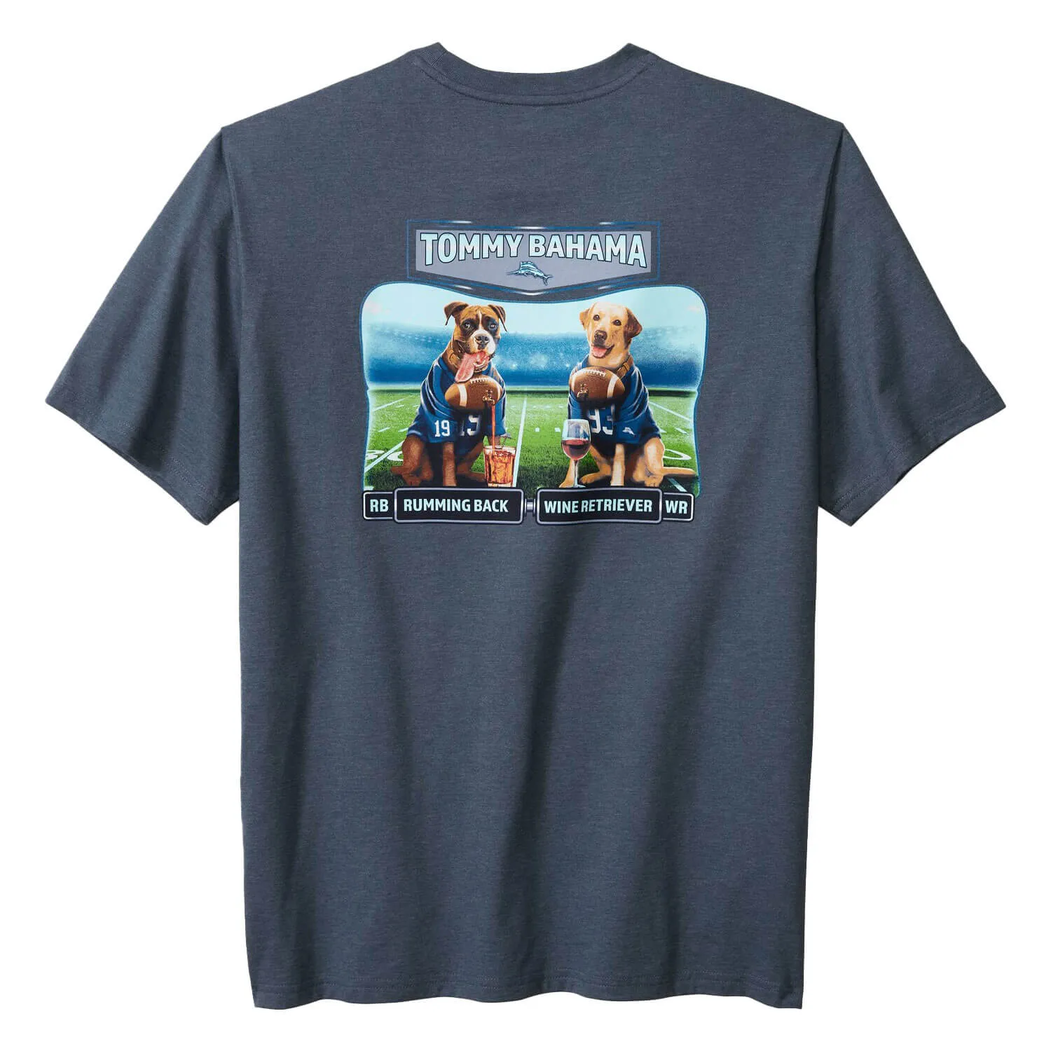 Tommy Bahama Rumming Back Wine Retriever T-Shirt - Navy Heather Mens Tommy Bahama