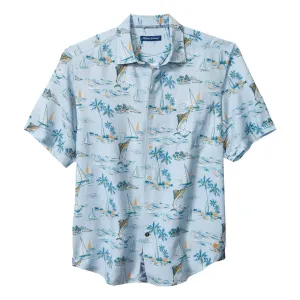 Tommy Bahama Sand Linen Sailfish Scenic Camp Shirt - Dew Drop Tommy Bahama Clothing