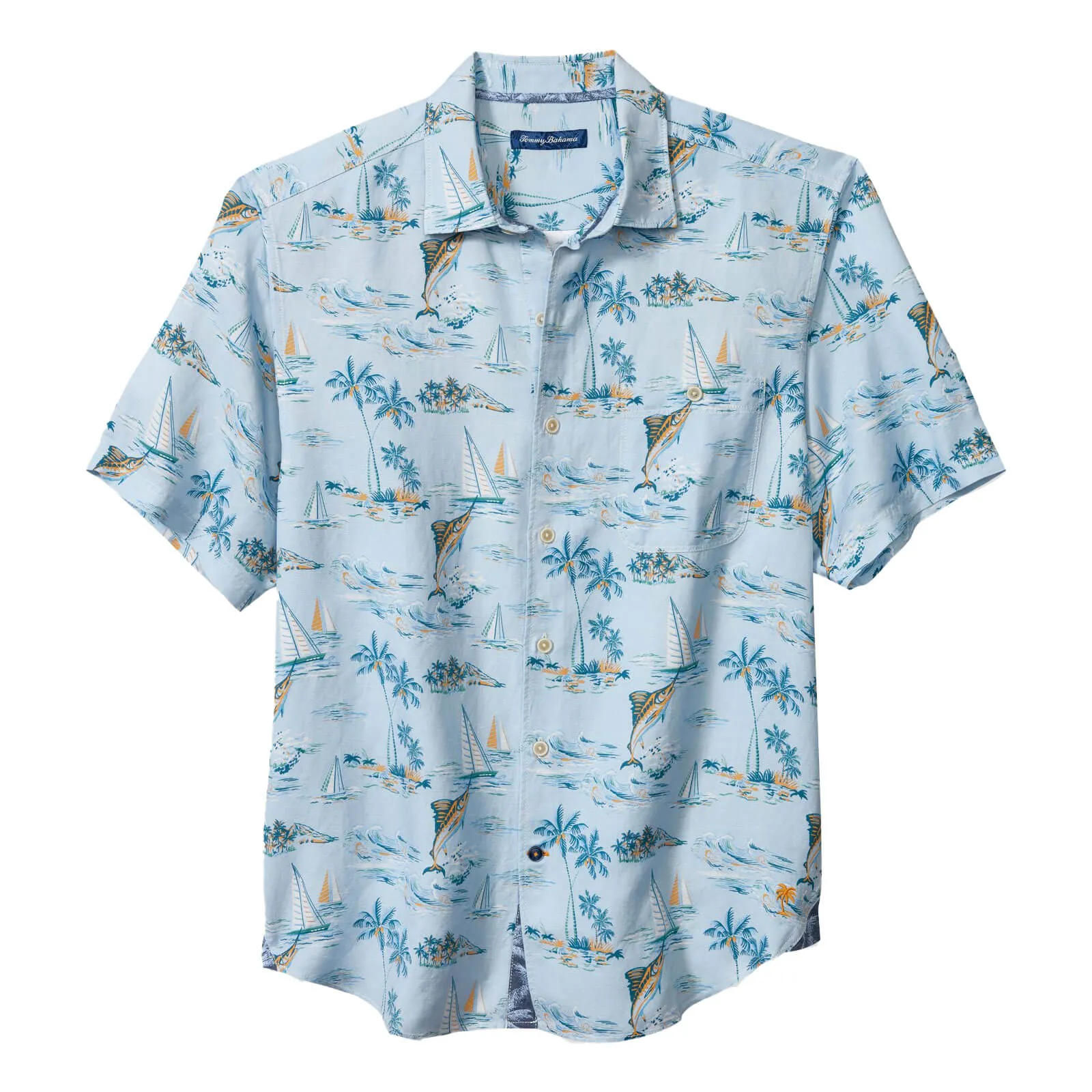 Tommy Bahama Sand Linen Sailfish Scenic Camp Shirt - Dew Drop Tommy Bahama Clothing