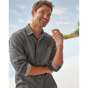 Tommy Bahama Sea Glass Breezer Linen Long Sleeve Shirt - Gunmetal Mens Tommy Bahama