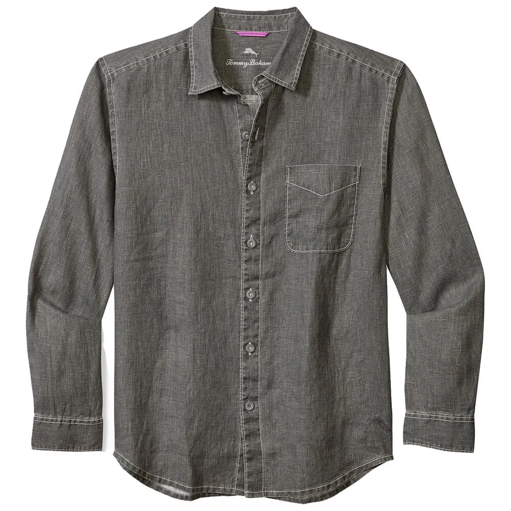 Tommy Bahama Sea Glass Breezer Linen Long Sleeve Shirt - Gunmetal Mens Tommy Bahama