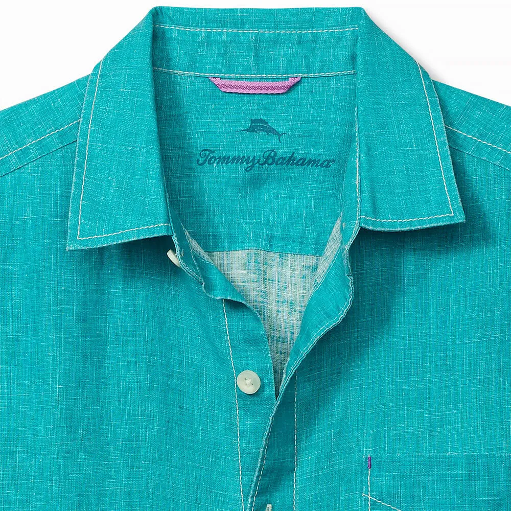 Tommy Bahama Sea Glass Breezer Linen Long Sleeve Shirt - Riviera Azure Mens Tommy Bahama