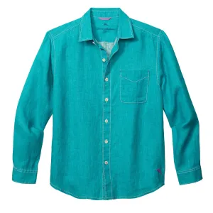 Tommy Bahama Sea Glass Breezer Linen Long Sleeve Shirt - Riviera Azure Mens Tommy Bahama