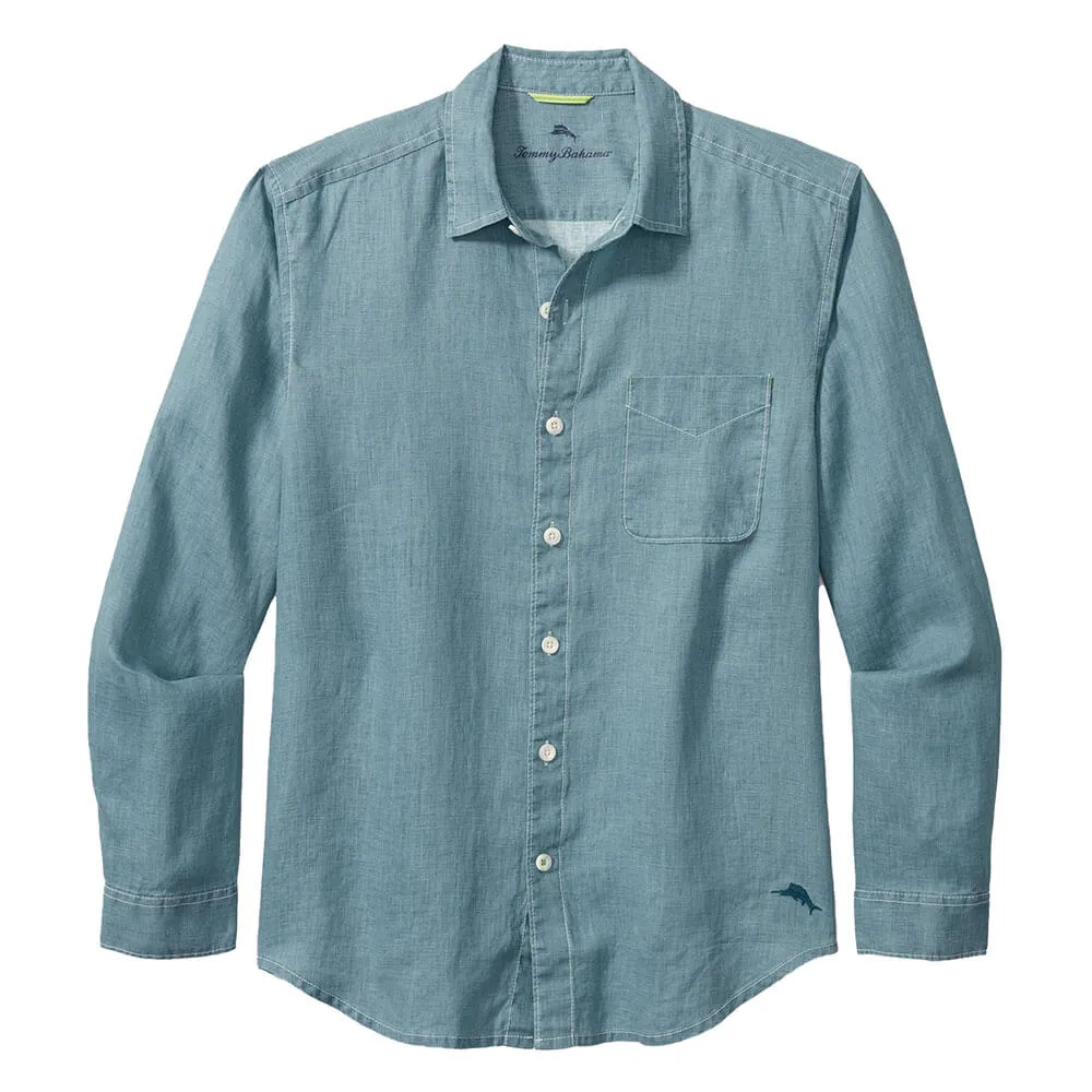 Tommy Bahama Sea Glass Breezer Long Sleeve Linen Shirt - Blue Ash Tommy Bahama Clothing