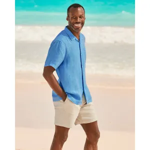 Tommy Bahama Sea Glass Linen Short Sleeve Camp Shirt - Blue Yonder Mens Tommy Bahama