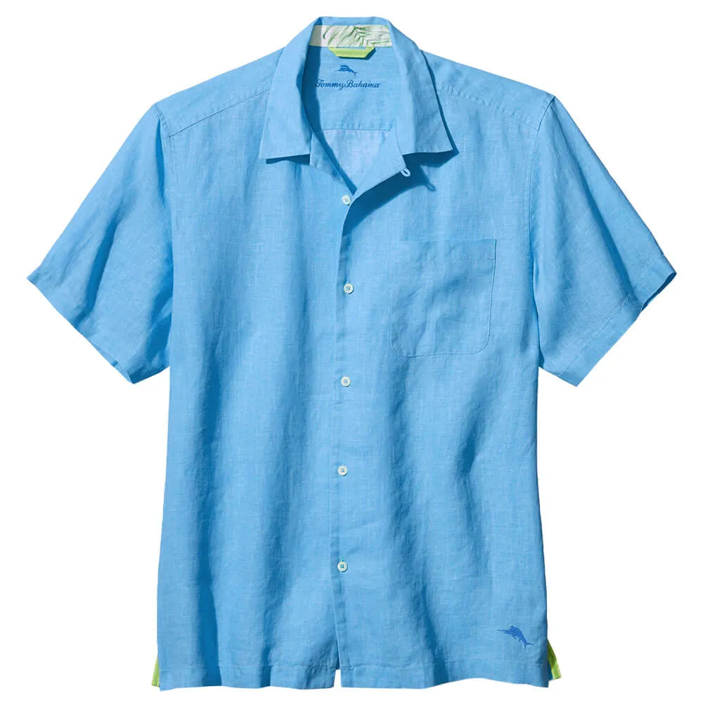 Tommy Bahama Sea Glass Linen Short Sleeve Camp Shirt - Blue Yonder Tommy Bahama Clothing