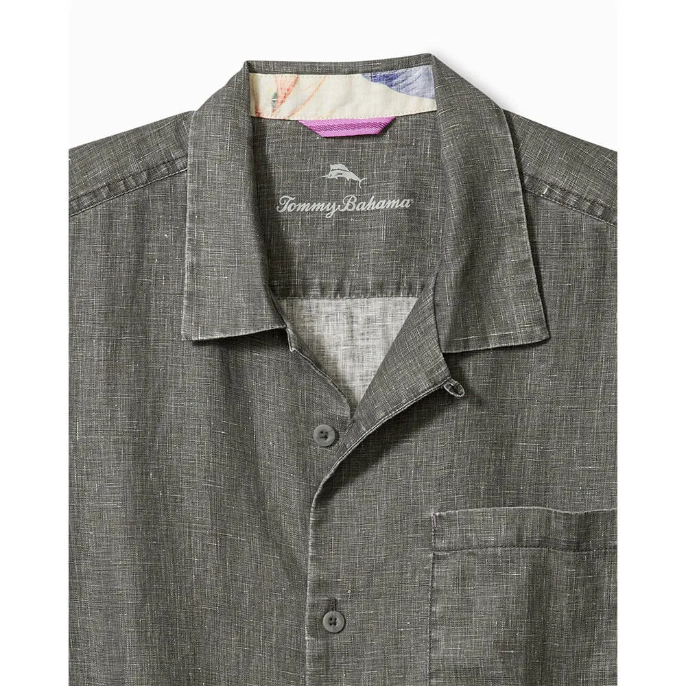 Tommy Bahama Sea Glass Linen Short Sleeve Camp Shirt - Gunmetal Mens Tommy Bahama