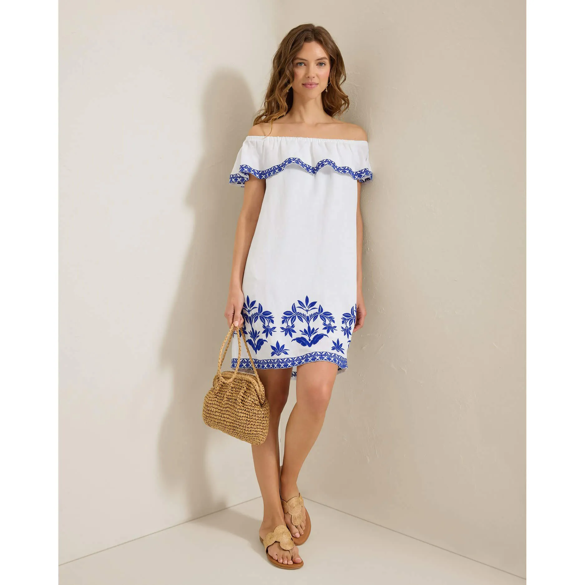 Tommy Bahama St. Lucia Embroidered Ruffle Dress Cover Up - White * Tommy Bahama Clothing