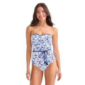 Tommy Bahama Terrazzo Tile Bandeau One Piece Swimsuit - Mountain Bluebell Tommy Bahama Clothing