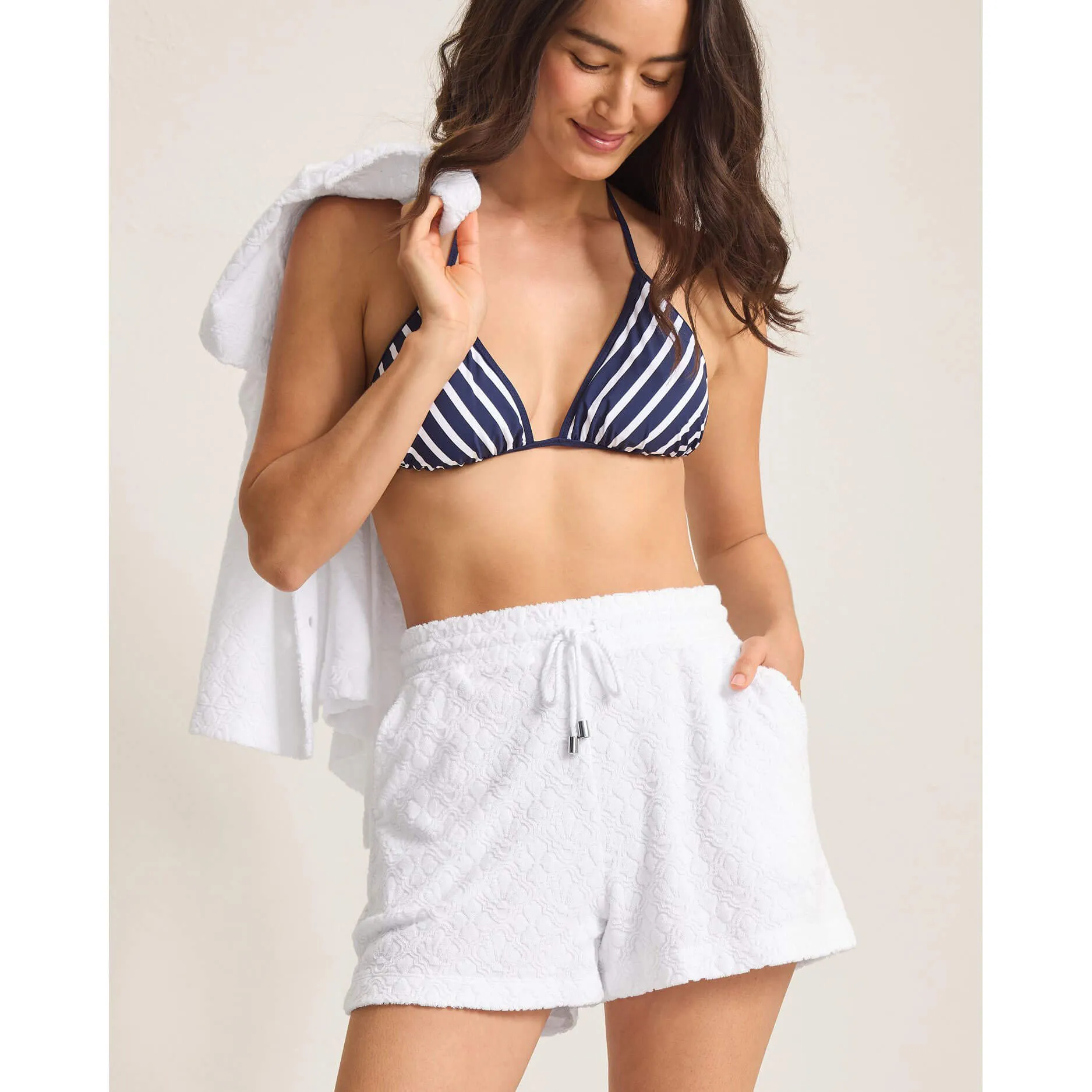 Tommy Bahama Textured Spa Terry Short Cover Up - White Tommy Bahama Clothing