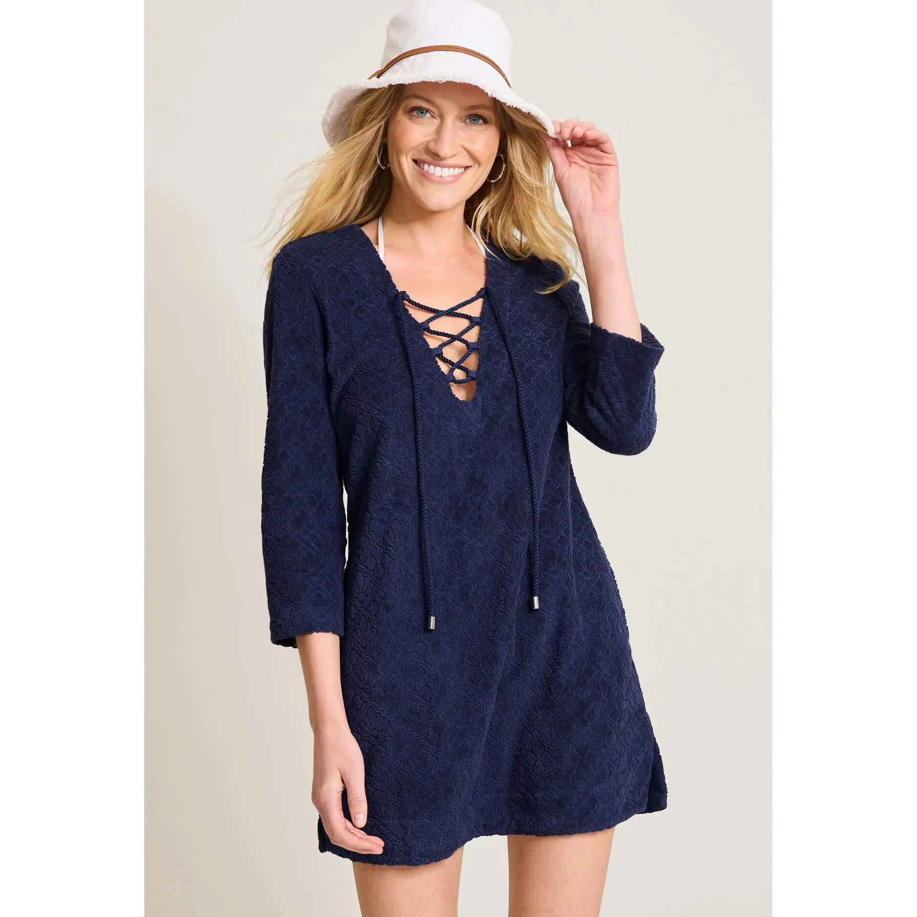Tommy Bahama Textured Spa Terry Tunic Cover Up - Mare Navy Tommy Bahama Clothing