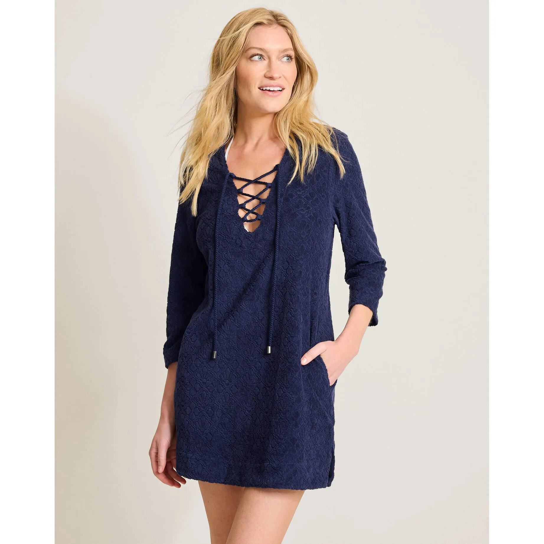 Tommy Bahama Textured Spa Terry Tunic Cover Up - Mare Navy Tommy Bahama Clothing