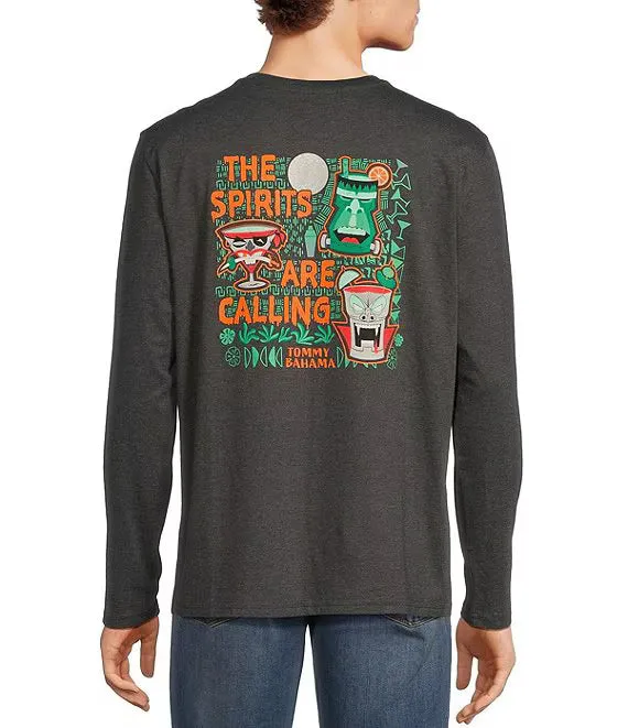 Tommy Bahama The Spirits Are Calling Long Sleeve T-Shirt - Coal Heather Mens Tommy Bahama