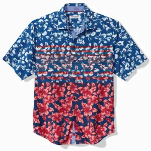 Tommy Bahama Veracruz Cay Flora And Stripes Camp Shirt - Blue Allure Tommy Bahama Clothing