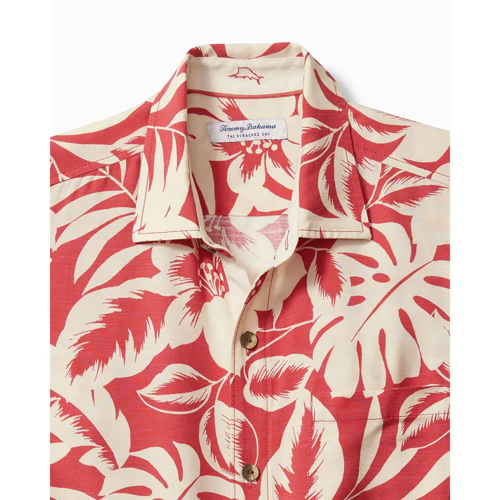 Tommy Bahama Veracruz Cay Lindavista Leaves Camp Shirt - Dark Havana Mens Tommy Bahama