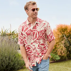Tommy Bahama Veracruz Cay Lindavista Leaves Camp Shirt - Dark Havana Mens Tommy Bahama