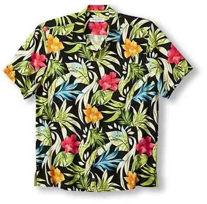 Tommy Bahama Veracruz Cay Lush Escape Camp Shirt - Black Mens Tommy Bahama