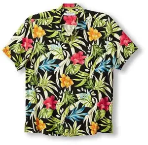 Tommy Bahama Veracruz Cay Lush Escape Camp Shirt - Black Mens Tommy Bahama