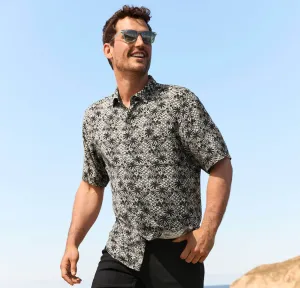 Tommy Bahama Veracruz Cay Palm Cascade Camp Shirt - Black Mens Tommy Bahama