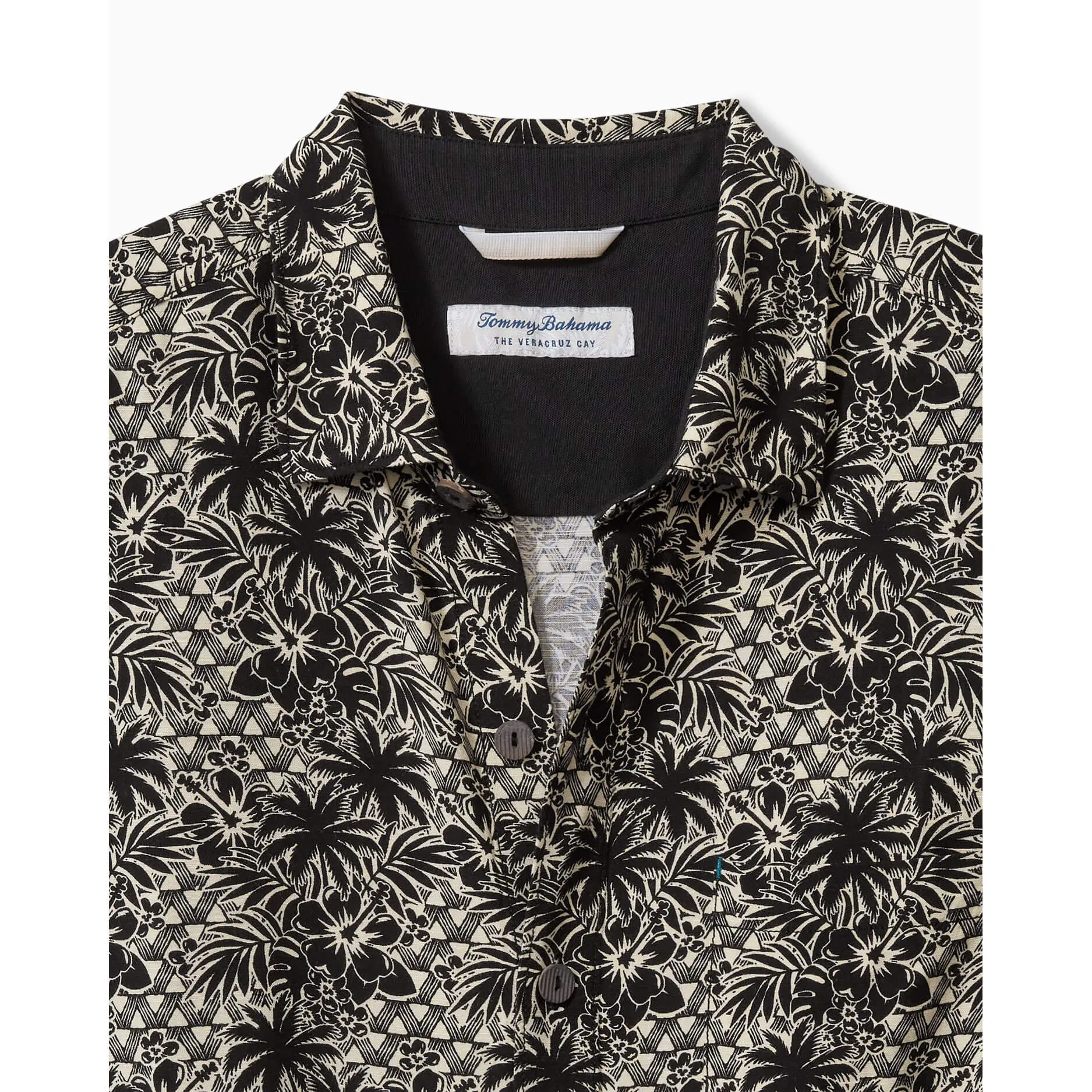 Tommy Bahama Veracruz Cay Palm Cascade Camp Shirt - Black Mens Tommy Bahama
