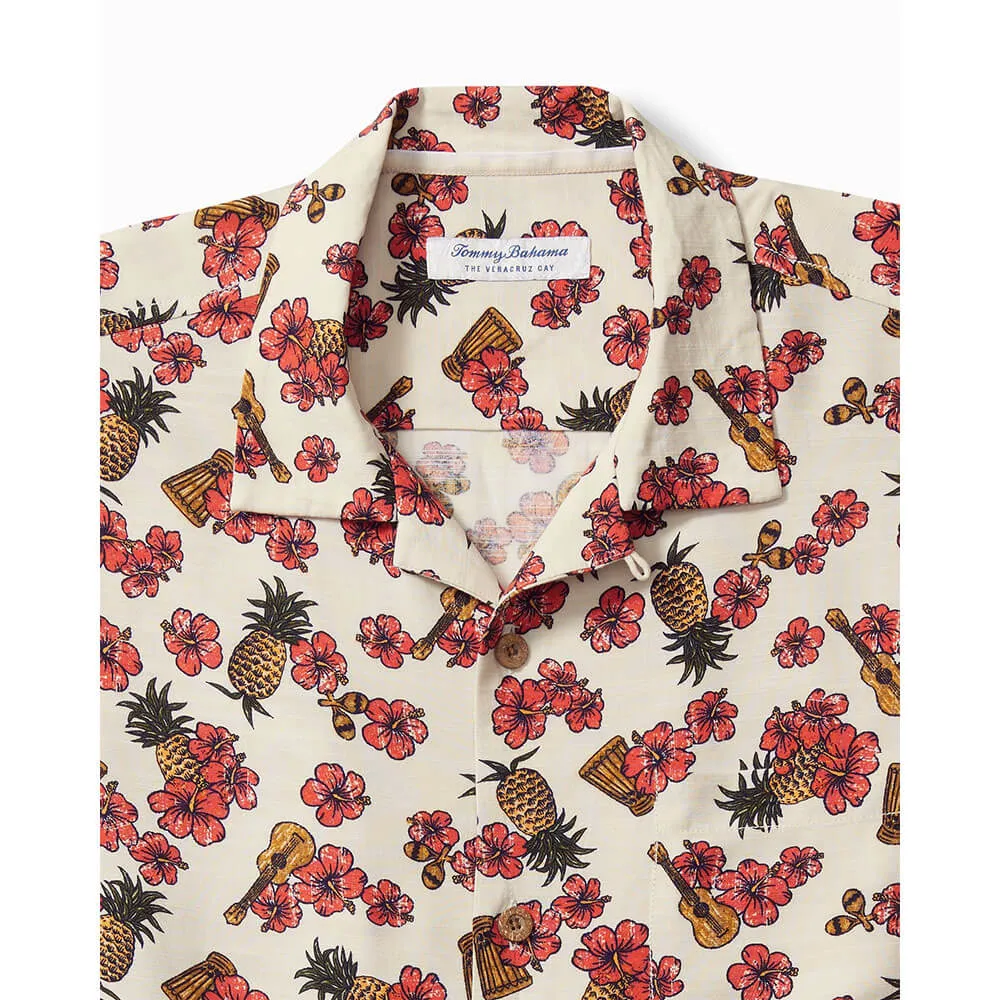 Tommy Bahama Veracruz Cay Ukelele Blooms Camp Shirt - Bleached Sand Mens Tommy Bahama