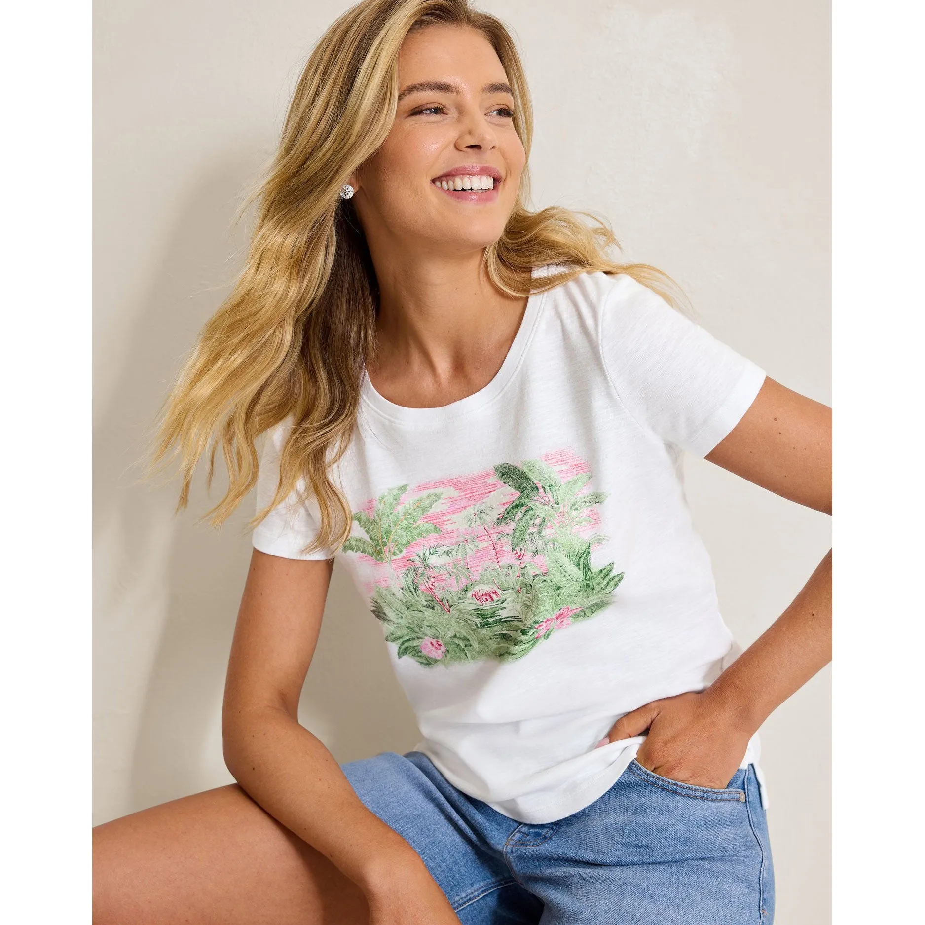 Tommy Bahama Women's Ashby Isles Garden Villa T-Shirt - White Tommy Bahama Clothing