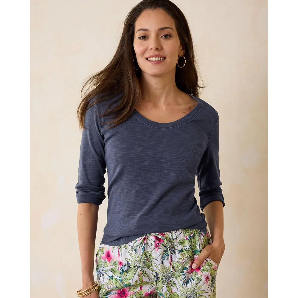 Tommy Bahama Women's Ashby Isles Rib 3/4 Sleeve Scoop T-Shirt - Island Navy* Tommy Bahama Clothing