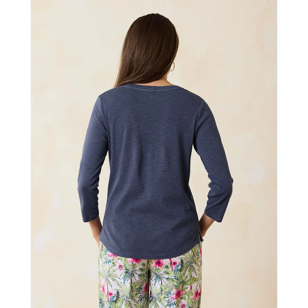 Tommy Bahama Women's Ashby Isles Rib 3/4 Sleeve Scoop T-Shirt - Island Navy* Tommy Bahama Clothing
