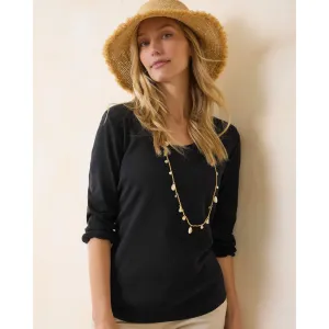 Tommy Bahama Women's Ashby Isles Rib 3/4 Sleeve Scoop Top - Black Tommy Bahama Clothing