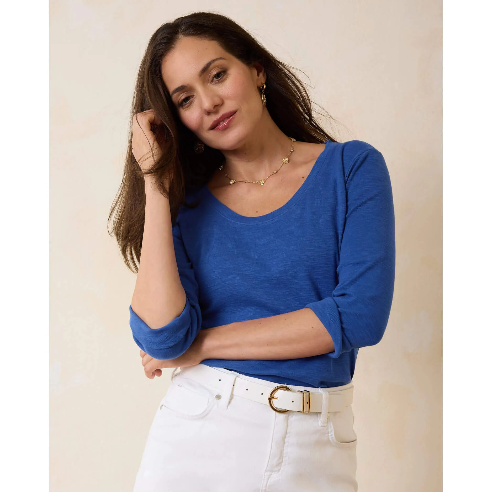 Tommy Bahama Women's Ashby Isles Rib 3/4 Sleeve Scoop Top - Cobalt Haze Tommy Bahama Clothing