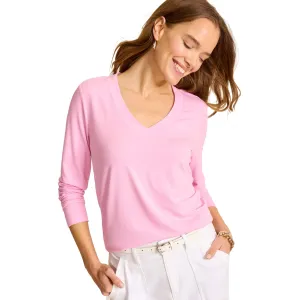 Tommy Bahama Women's Kauai Jersey Long Sleeve V-Neck T-Shirt - Primrose Pink Tommy Bahama Clothing
