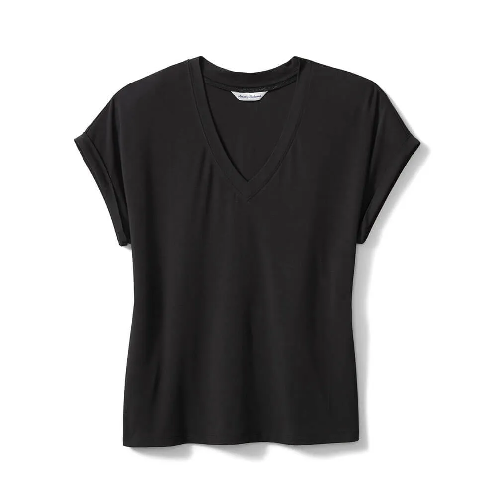 Tommy Bahama Women's Kauai Jersey V-Neck T-Shirt - Black Tommy Bahama Clothing