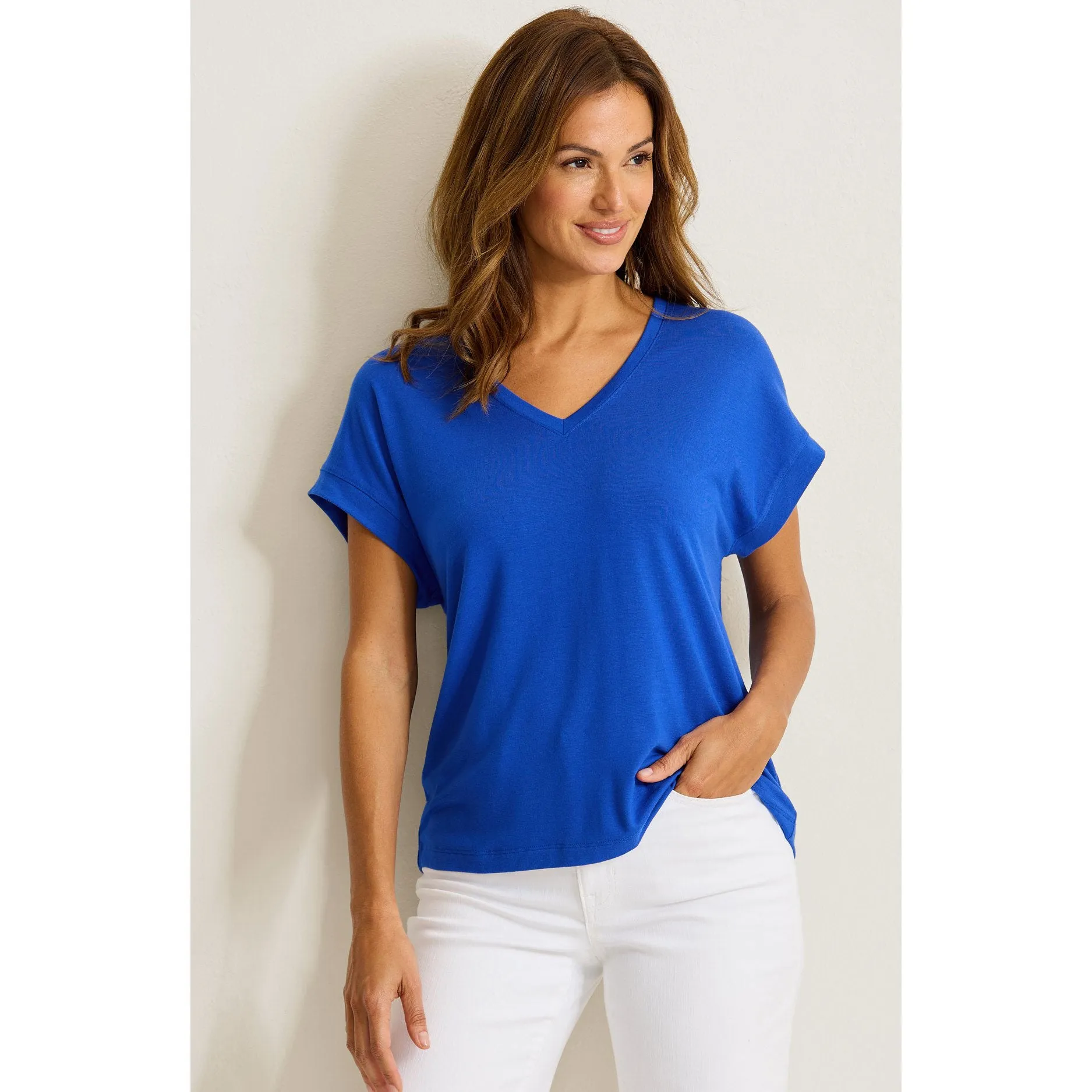 Tommy Bahama Women's Kauai V-Neck Short Sleeve Top - Cobalt Haze Tommy Bahama Clothing