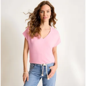 Tommy Bahama Women's Kauai V-Neck Short Sleeve Top - Primrose Pink Tommy Bahama Clothing