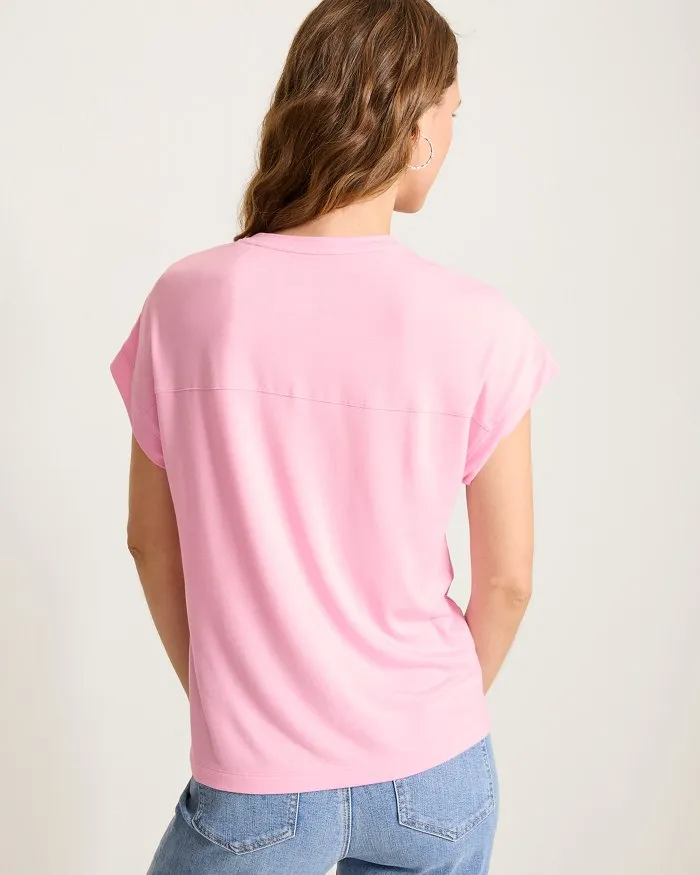 Tommy Bahama Women's Kauai V-Neck Short Sleeve Top - Primrose Pink Tommy Bahama Clothing