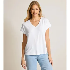 Tommy Bahama Women's Kauai V-Neck Short Sleeve Top - White Tommy Bahama Clothing