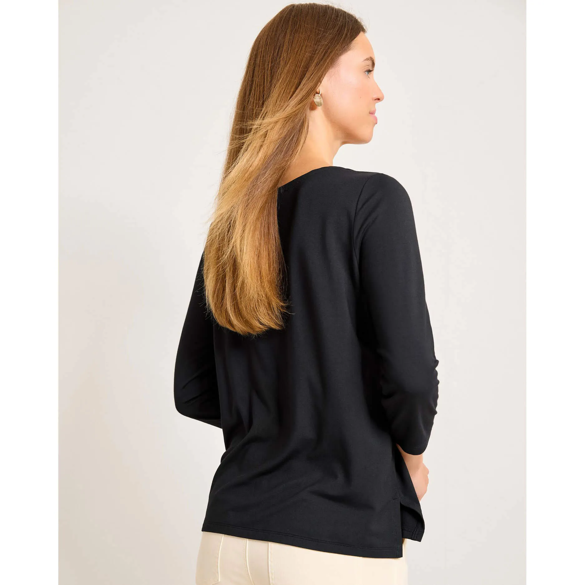 Tommy Bahama Women's Kona Isles 3/4 Sleeve Boat Neck Top - Black Tommy Bahama Clothing