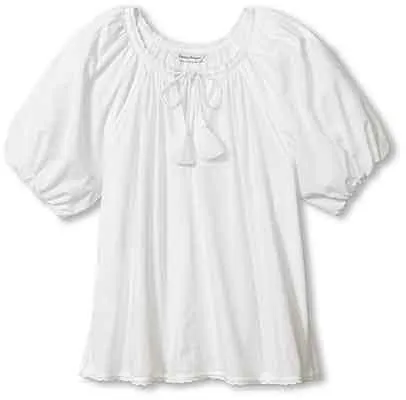 Tommy Bahama Women's Oceana Puff Short Sleeve Split Neck Top - White Tommy Bahama Clothing