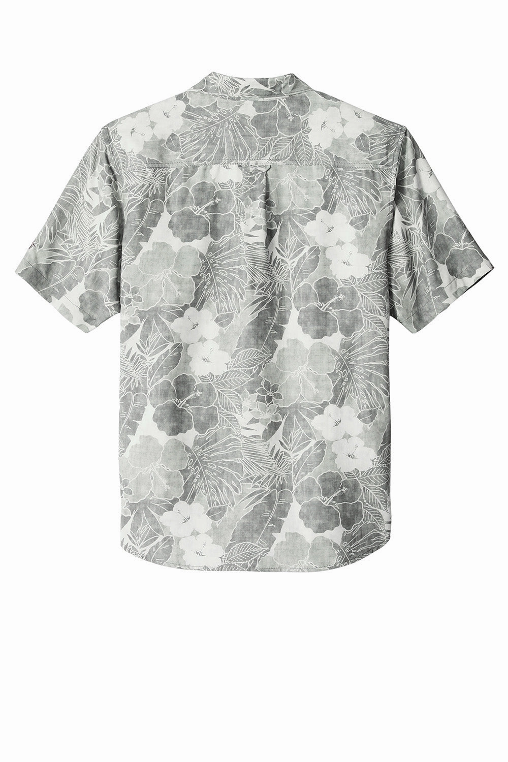 Tommy Bahama Mens Coconut Point Playa Flora Moisture Wicking Short Sleeve Button Down Shirt - Light Grey