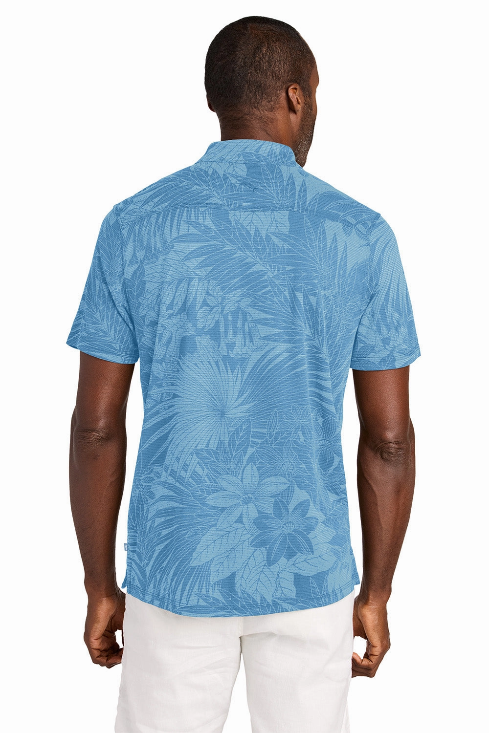 Tommy Bahama Mens Santiago Paradise Moisture Wicking Short Sleeve Polo Shirt - Chambray Blue