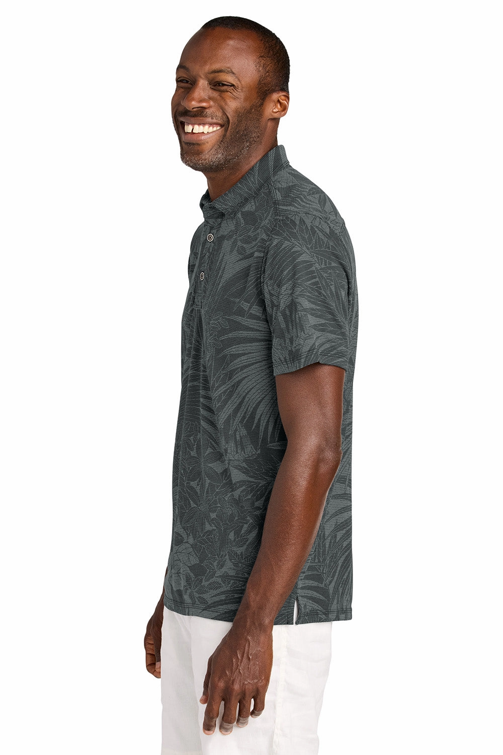Tommy Bahama Mens Santiago Paradise Moisture Wicking Short Sleeve Polo Shirt - Coal Grey