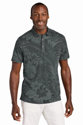 Tommy Bahama Mens Santiago Paradise Moisture Wicking Short Sleeve Polo Shirt - Coal Grey